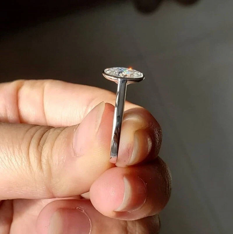 2Ct Oval Cut IGI Certified Lab Grown Diamond Solitaire Ring Solid 14k White Gold - Image 4 of 4