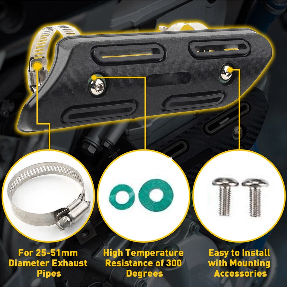 Tubo protector térmico fibra de carbono + negro para SUZUKI Kawasaki HONDA KTM Husaberg BETA Foto 3 de 4