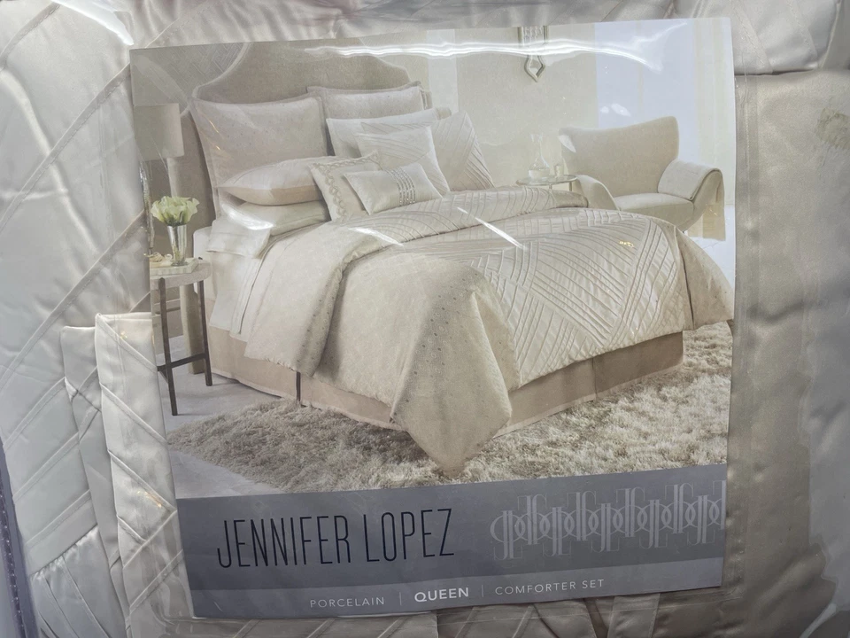 JLo/Jennifer Lopez Porcelain Queen Comforter Set - 2 Shams, Bedskirt, Comforter - Image 2 of 4