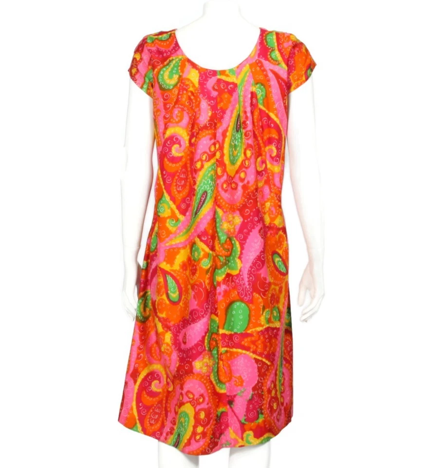 Vestido Hawaiano Vintage Años 60 Psicodélico Kaikamahine Honolulu Talla Mediana/756 Foto 4 de 4