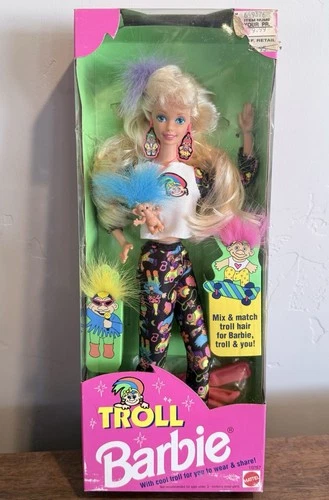 Barbie Troll Doll 1992 w/Mix & Match Troll Hair & Pet Troll 10257 Vintage NRFB
