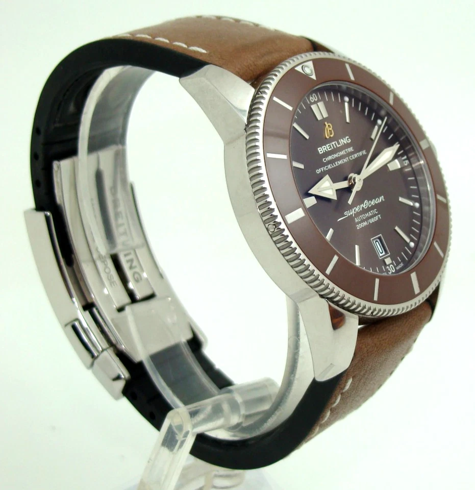 BREITLING SUPEROCEAN HERITAGE 46mm STAINLESS STEEL AUTOMATIC WATCH AB2020 BROWN - image 4 of 4