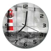 Glasuhr Design-Wanduhr Mit Leisem Uhrwerk Leuchtturm Schwarze Zeiger Fi30 Cm