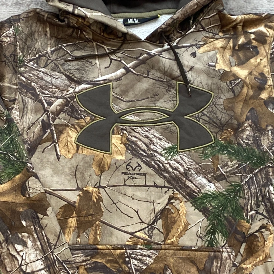 Under Armour Camuflaje Caza Sudadera con Capucha Mediana Marrón Peces Senderismo Rendimiento Hombres Foto 3 de 4