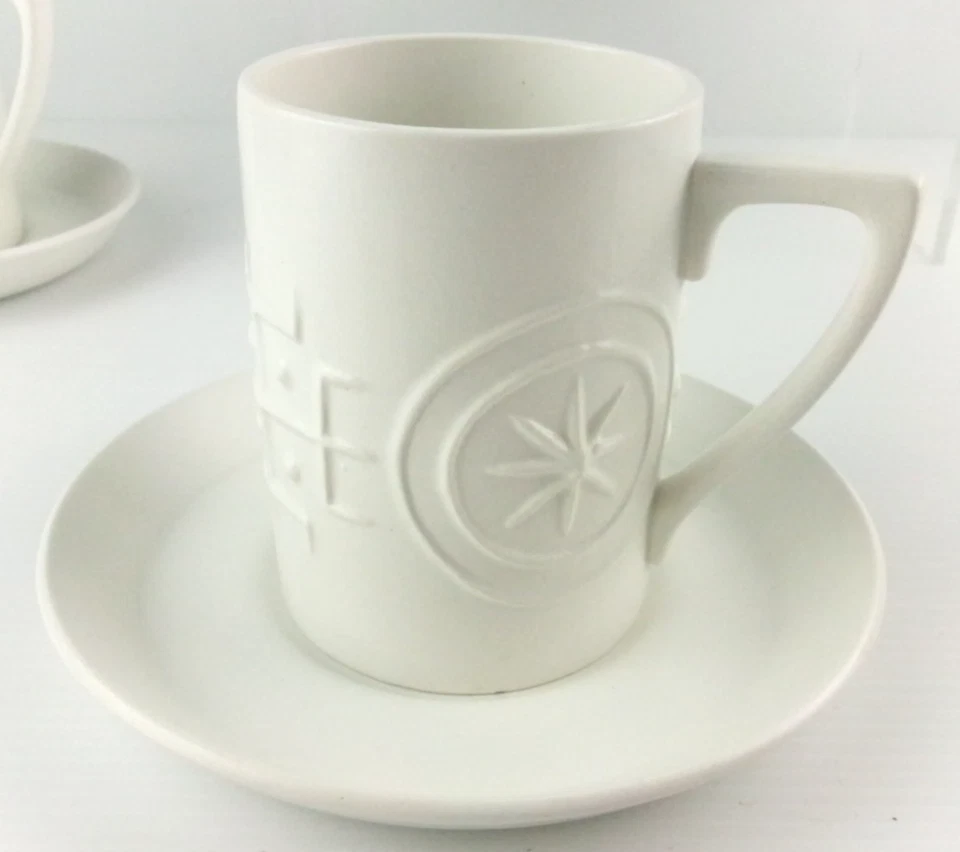 6 x Sets Portmeirion Totem White Cups & Saucers Susan Williams-Ellis 175ml - image 3 of 4