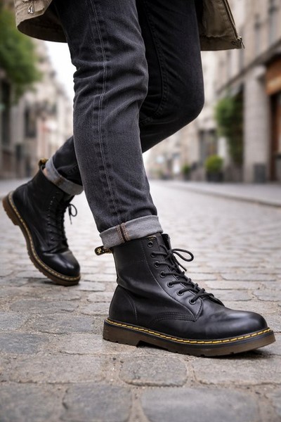 Women Dr. Martens Boots Black Leather 39 #3L4O
