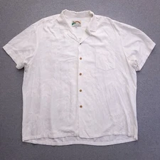 Vtg Paradise Found Hawaiian Shirt Mens 2XL White Floral Rayon Camp Loop