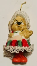 Vintage Jasco Caring Critter Chimers Bell MOMMY BEAR AND BABY Christmas Ornament
