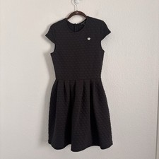 NWT Guess Girls Size 16 Black Short Sleeve Hearts Quilted Bonded Knit Dress