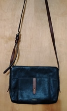 FOSSIL GEMMA BLACK PEBBLE COWHIDE LEATHER CROSSBODY SHOULDER BAG