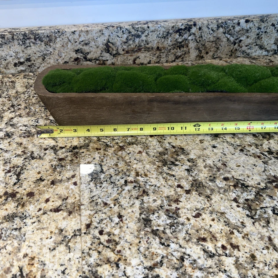 "Cuenco de madera largo decoración musgo 24"" de largo" Foto 3 de 4