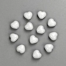 Czech glass Heart shaped druk beads 6mm Chalk White Opaque Pressed Beads 50 pcs