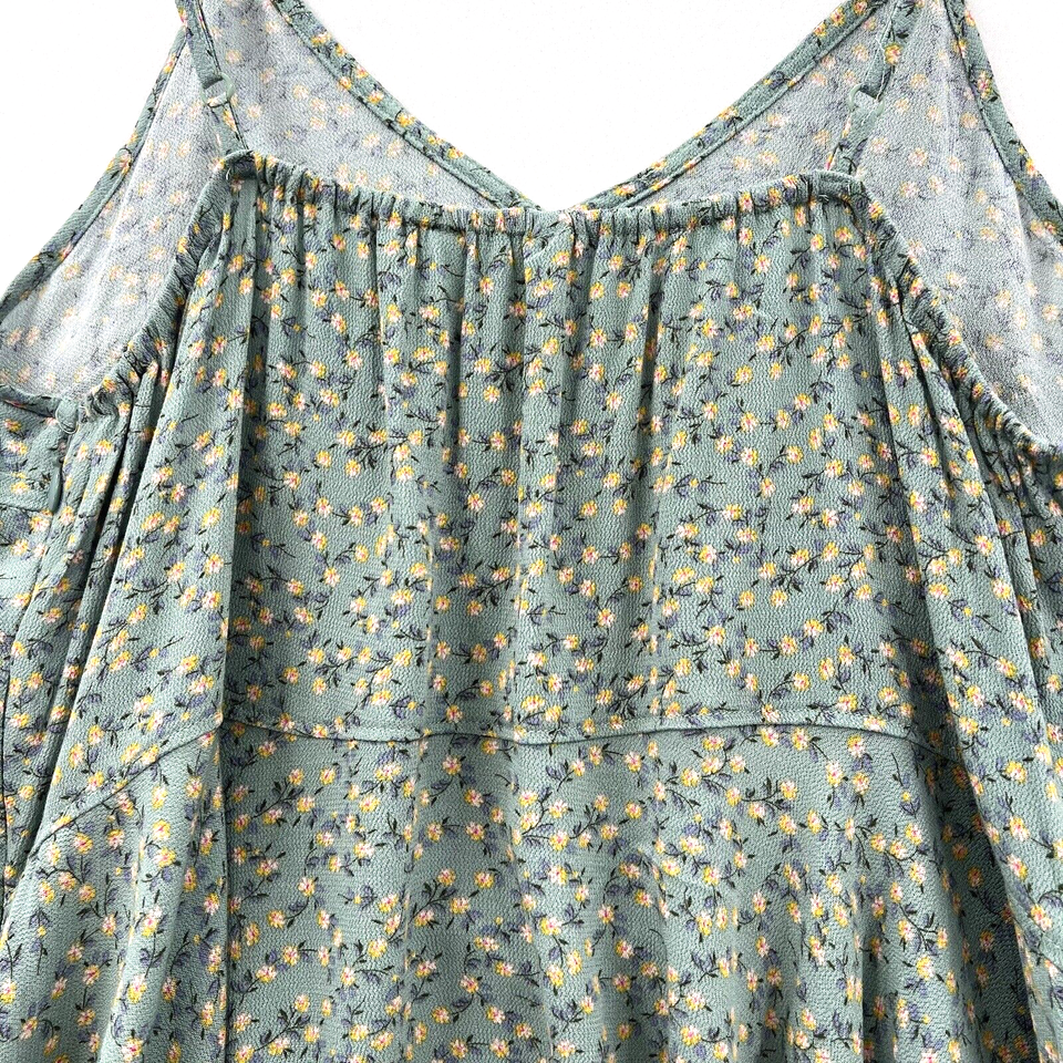 American Eagle Womens Green Floral Print Peplum Tank Top Bottom Size
