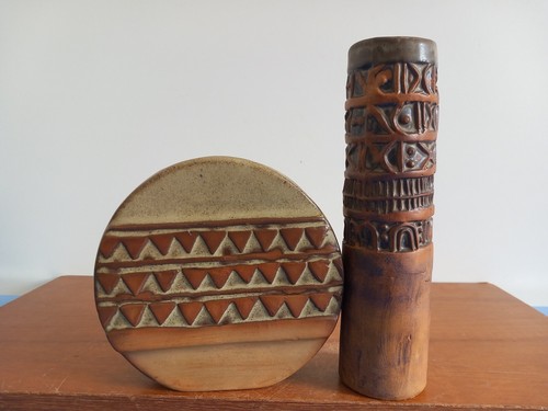 Louis Hudson Vase Studiokeramik Keramikvase Scheibenvase 70er Design #2 - Bild 5 von 5