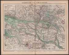 Landkarte map 1898: HAMBURG UND UMGEBUNG. Schleswig Holstein Norder-Elbe Altona 