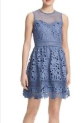 #ad Aqua Womens Blue Eyelet Lace Fit amp; Flare Dress Size Small $16.00