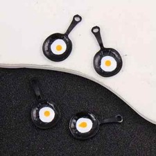 Dollhouse Miniature Fried Egg in Pan 1/12 Scale 3 Skillets with Tiny Egg