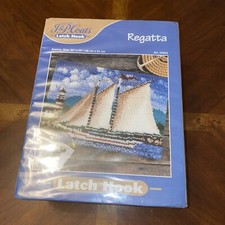 J P Coats Regatta Latch Hook Kit 34x24  Nautical Sailboat Lighthouse NEW