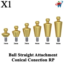 1pcs Dental Prosthetic Straight Ball Attachment Conical Connection RP Titanium