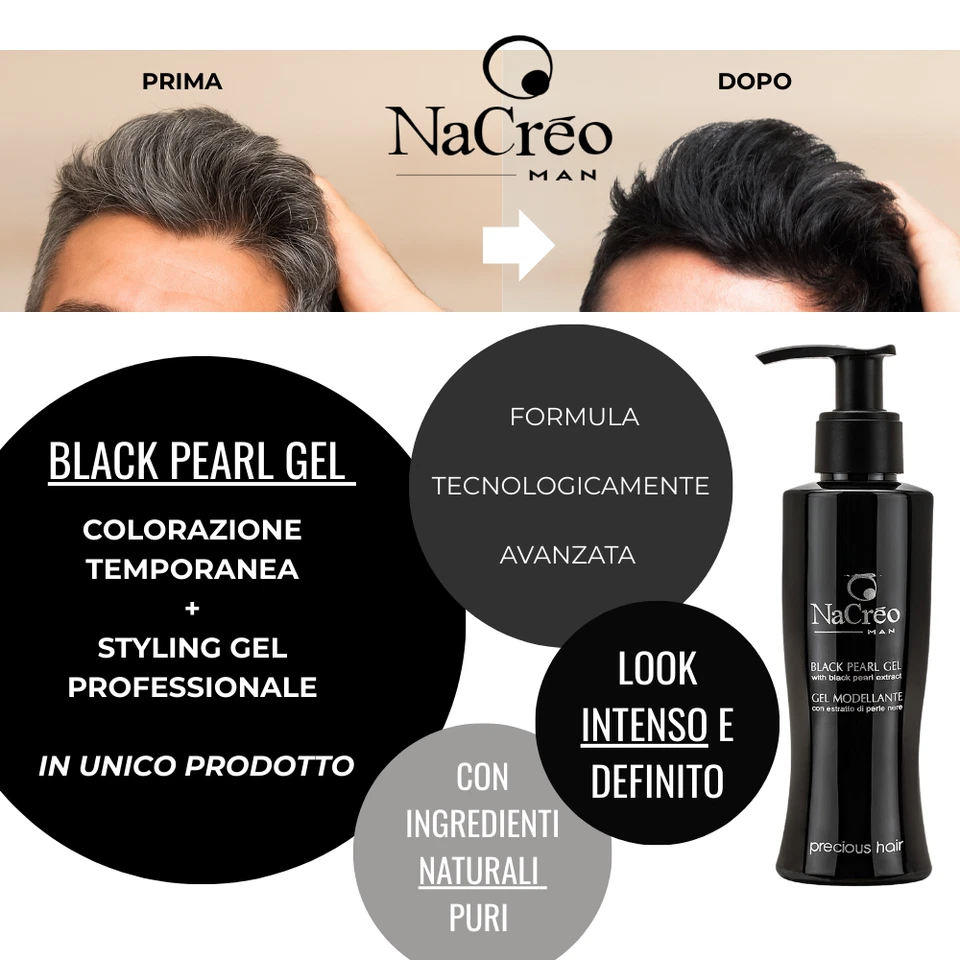 GEL NERO TENUTA FORTE PER CAPELLI BIANCHI NON MACCHIA EFFETTO BRILLANTE 150ml - Immagine 4 di 4