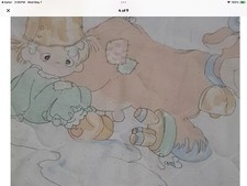 Vintage Precious Moments Homemade Reversible Baby Quilt Lightweight 46  X 41  