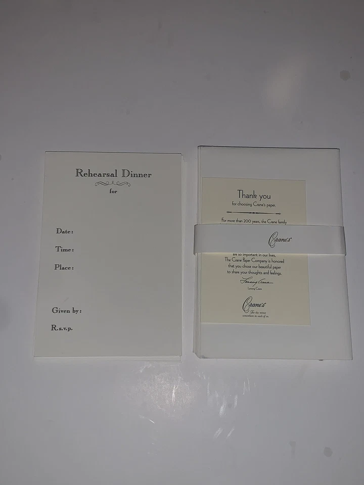 Crane & Co. Rehearsal Dinner Invitations Kid Finish Pearl White- Rose Motif - Image 2 of 3
