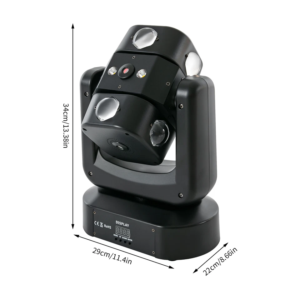 Rotating Laser Beam Moving Head 8 LED RGBW Stage Light DMX Disco Party 22CH/46CH - Image 2 of 4