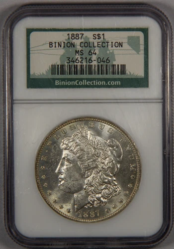 1887 Morgan Silver Dollar NGC MS64 Binion Collection $1