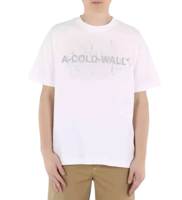 A Cold Wall Men's Bone Off White Cream Beige Logo Cotton T-Shirt Size Medium