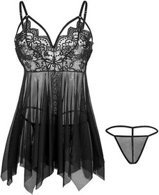Women's Lace Sexy Babydoll Nightdress G-string Underwear Sleepwear Lingerie Set
