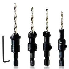 Countersink Drill Bit Set4 PCS Hex Shank Wood Drill BitsQuick Change Counter ...