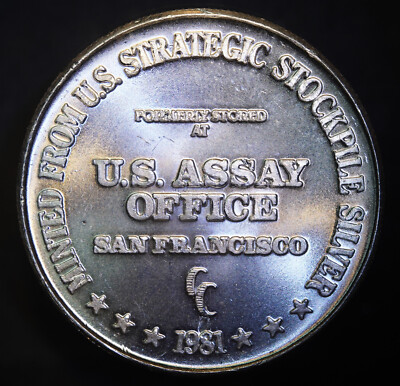 1981 San Francisco US Assay Office Stockpile 1oz 999 Silver art