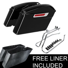 Hard Saddlebags Saddle Bags W/Conversion Brackets Fit For Harley Softail 84-17