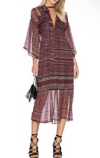 Revolve Boemo Bastille Midi Dress in Maroon Tiered Size Small NWT