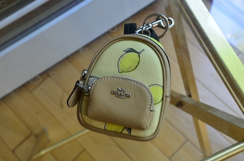 Coach CAP03 Mini Court Backpack Bag Charm With Lemon Print