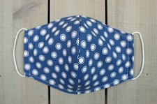 Blue with White Polka Dot Design Print 100 Cotton Face Mask.. Hand sewn mask ma