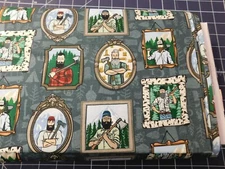 1 Yard New Cotton Fabric Dear Stella Portraits of Lumberjacks on Slate Blue