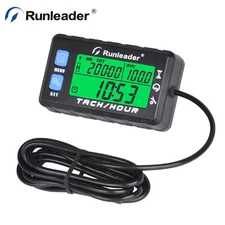 Hour Meter Tachometer Maintenance Reminder Initial Hour Settable Alert RPM(Blue)