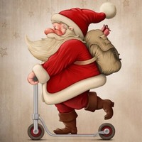 20 Servietten Santa On The Scooter Weihnachtsmann Roller Advent Lustig 33X33Cm