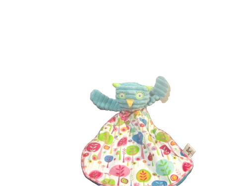 Maison Chic Owl Baby Lovey Toy Plush Green Blue Pink Trees Security Blanket