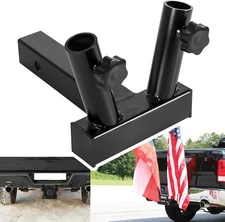 Heavy Duty Double Flag Pole Holder Hitch Mount for Truck Fit  2" Receiver