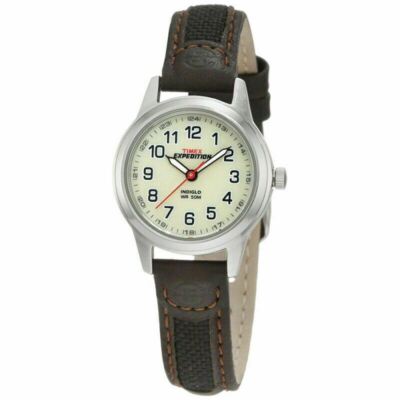 Timex Damen T41181 Expedition Scout Uhr|Leder & Nylonarmband|Nachtlicht|
