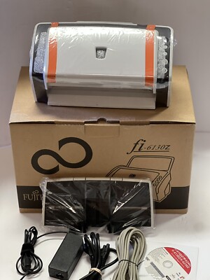 Fujitsu FI-6130Z Scanner COMPLETE SET (AC AdapterUSB Cable Setup Drivers