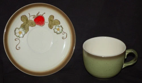 One Metlox Pottery Cup and Saucer Set  California Strawberry Pattern