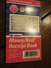 Adams Money/Rent Receipt Book 2-Part Carbonless Forms 2-3/4 x 5-3/8 in.