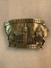 VINTAGE 1984 IOWA STATE CAPITAL STATE COMMEMORATIVE BELT BUCKLE