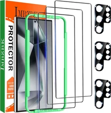 IMBZBK 3 Pack Screen Protector for Samsung Galaxy S24 Ultra Tempered Glass 3 Cam
