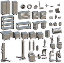 3D Printing 1/72 Scale car Factory Garage Repair Shop Scene Unpainted Model Kit