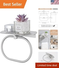 Brushed Nickel Towel Ring with Shelf, 304 Stainless Steel Wall Mounted Oval T...
