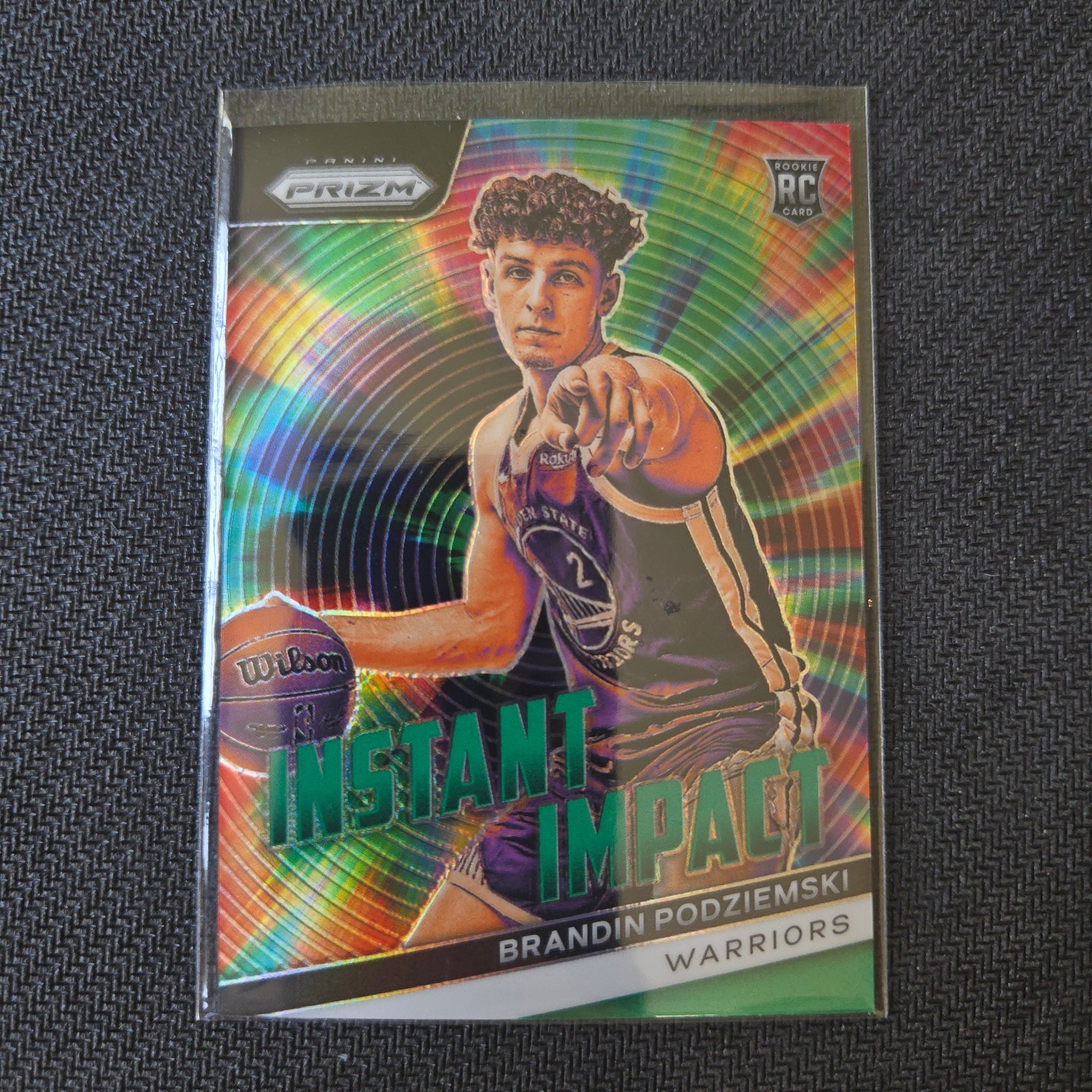 2023-24 Panini Prizm - Instant Impact Brandin Podziemski #25 Green Prizm (RC)